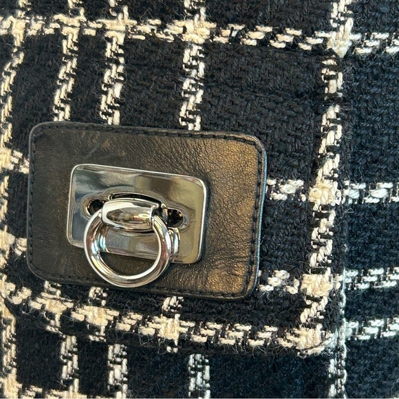 CARLISLE Per Se black white tweed front pleat mini skirt Sz 10 NWOT - Picture 6 of 14